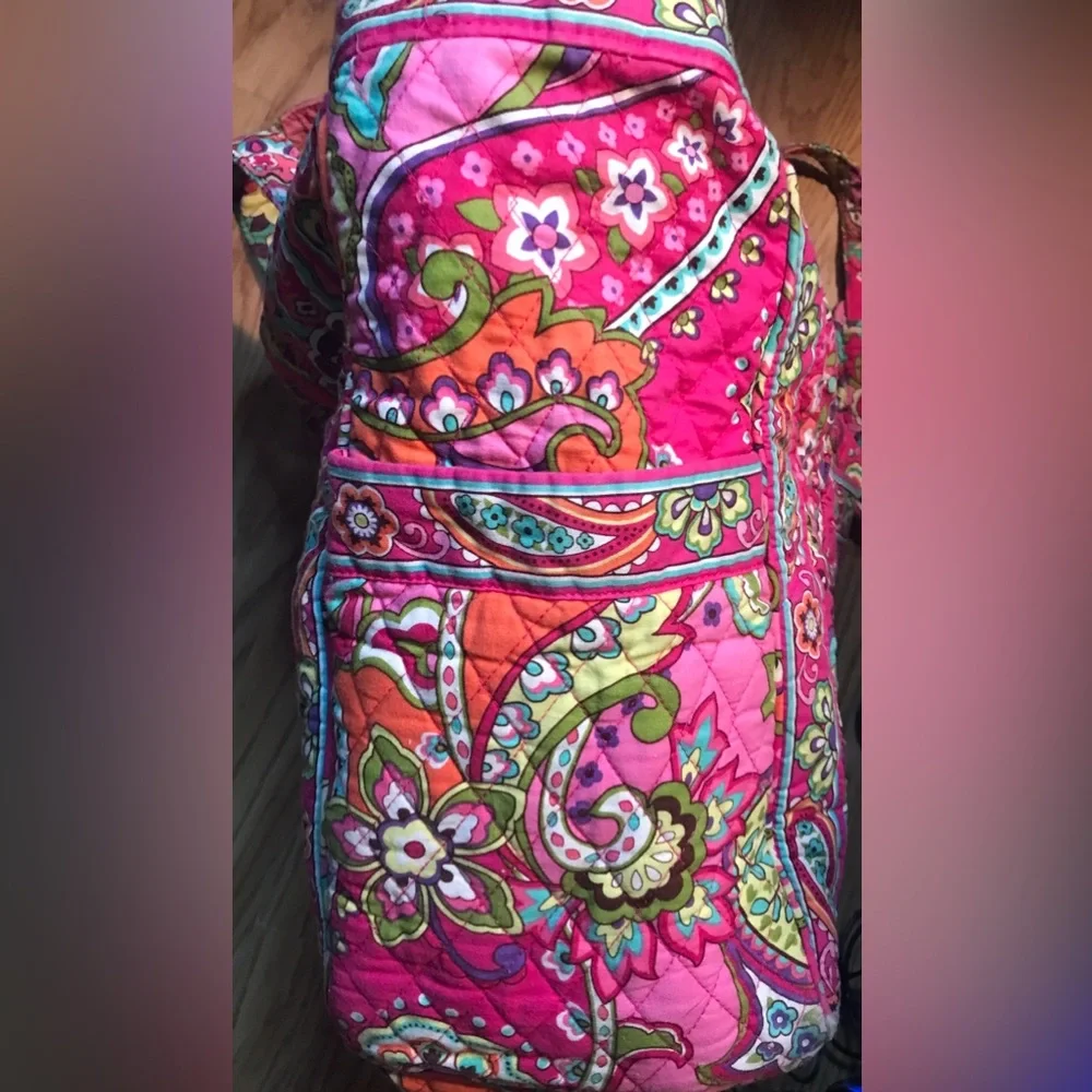 Vera Bradley Quilted Weekender Tote Bag Pink Paisley Floral L 14x20” Duffel Bag - Picture 10 of 11